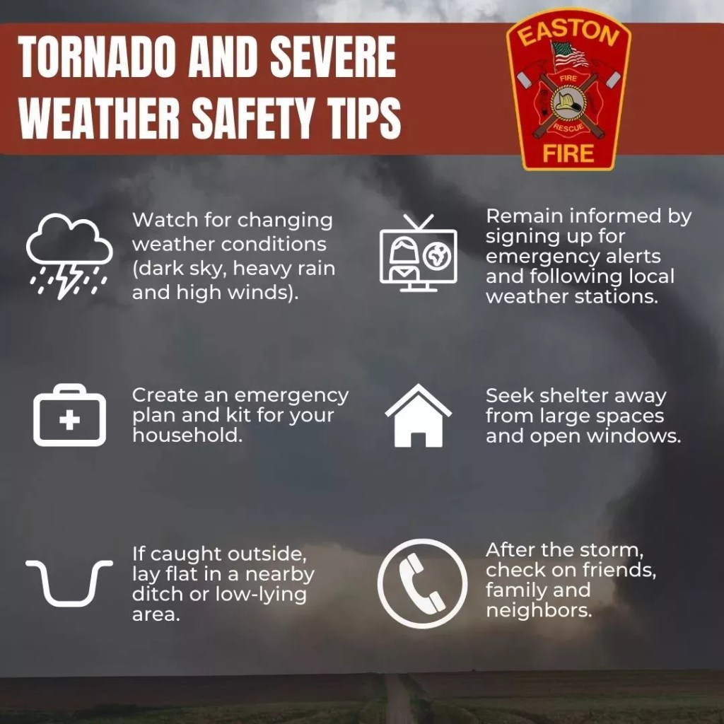 Easton Fire Department Offers Severe Weather and Tornado Safety&nbsp;Tips